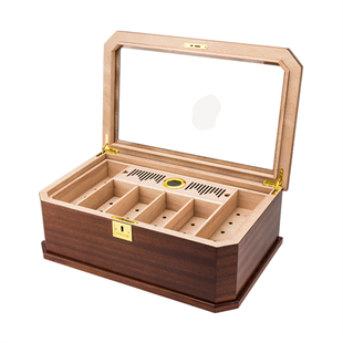 Lubinski New Cedar Camlı Tepsili Puro Kutusu Humidor Kahve 100s