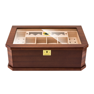 Lubinski New Cedar Camlı Tepsili Puro Kutusu Humidor Kahve 100s