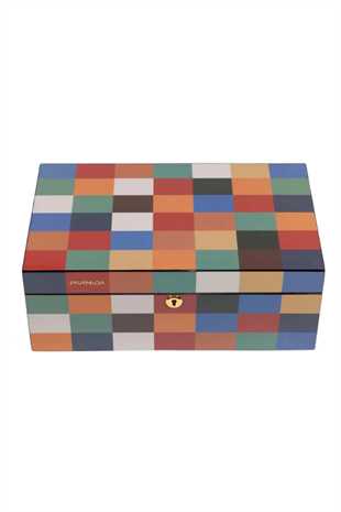 Parmida Dama Desenli Ahşap Sedir Humidor Puro Kutusu