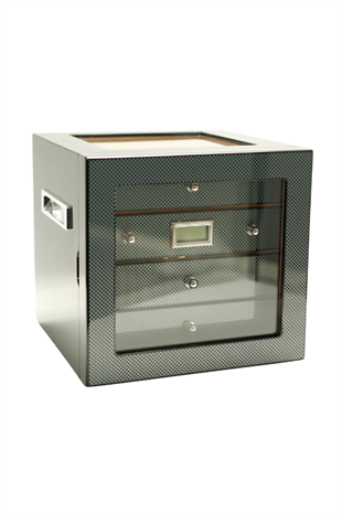 PremiumQuality Recoleta Karbon Desenli Sedir Humidor Puro Kutusu