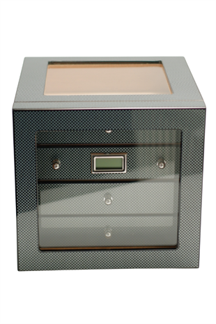 PremiumQuality Recoleta Karbon Desenli Sedir Humidor Puro Kutusu