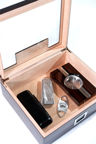 PremiumQuality Laureles Kahverengi Sedir Humidor Puro Seti