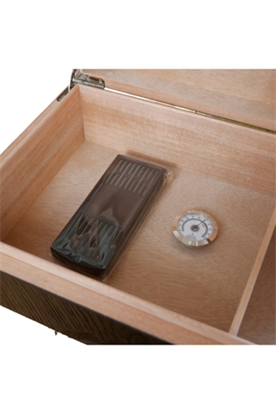 PremiumQuality Siyah Harita Desenli Sedir Humidor Puro Kutusu