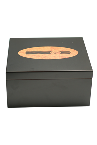 PremiumQuality Polermo Siyah Sedir Humidor Puro Kutusu