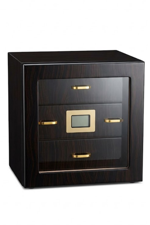 PremiumQuality Arica 3 Çekmeceli Kahverengi Sedir Humidor Puro Kutusu