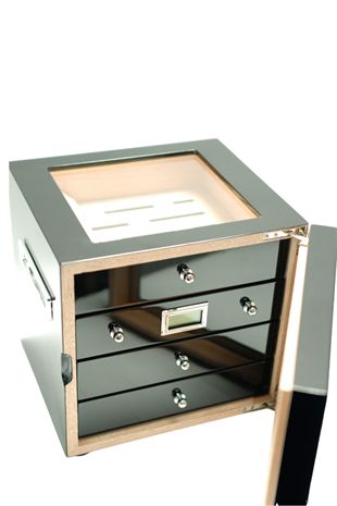 PremiumQuality Recoleta Siyah Sedir Humidor Puro Kutusu