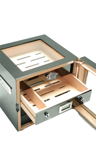 PremiumQuality Recoleta Siyah Sedir Humidor Puro Kutusu