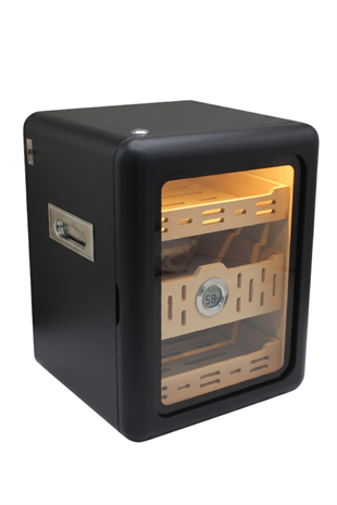 PremiumQuality Las Palmas İçi Ledli Siyah Sedir Humidor Puro Kutusu