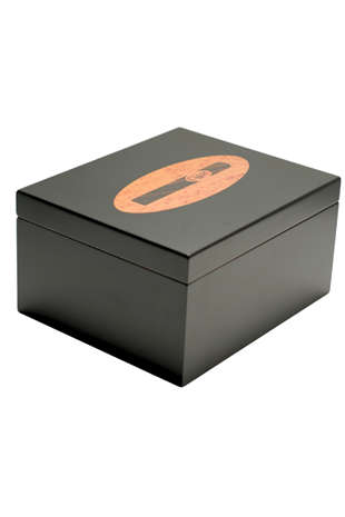 PremiumQuality Polermo Siyah Sedir Humidor Puro Kutusu