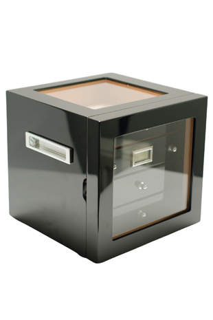 PremiumQuality Recoleta Siyah Sedir Humidor Puro Kutusu