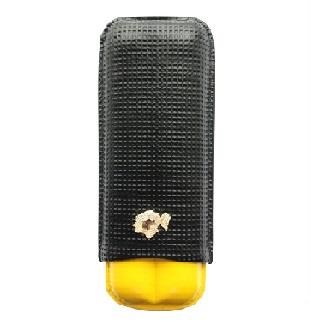 Cohiba 2li Sarı-Siyah Deri Puro Kılıfı