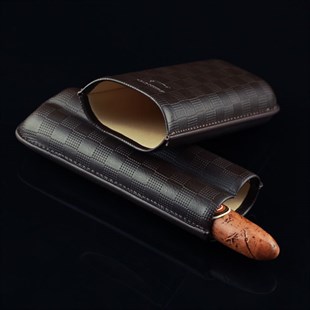 Cohiba Ekose Desen Kabartmalı 2li Puro Kılıfı