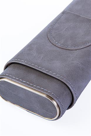 Cohiba Füme-Gold Kesici Bölmeli Üçlü Deri Puro Kılıfı