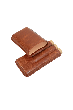 Cohiba Kahverengi Üçlü Deri Puro Kılıfı