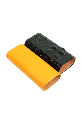 Cohiba Sarı Siyah Desenli Deri Puro Kılıfı