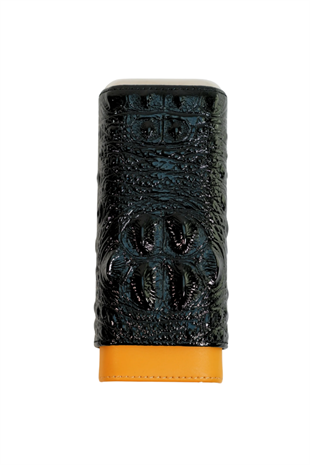 Cohiba Sarı Siyah Desenli Deri Puro Kılıfı