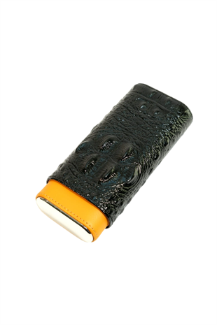 Cohiba Sarı Siyah Desenli Deri Puro Kılıfı
