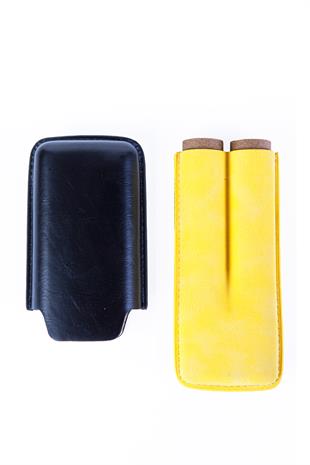 Cohiba Sarı-Siyah İkili Deri Puro Kılıfı