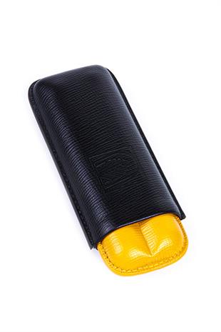 PQ Siyah-Hardal İkili Deri Puro Kılıfı