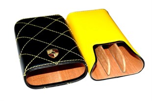 Porsche 3lü Siyah-Sarı Puro Kılıfı