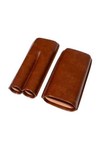 PQ Kahverengi İkili Deri Puro Kılıfı