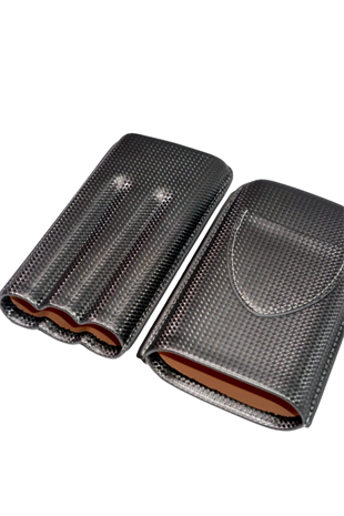 PQ Karbon Desenli Üçlü Puro Kılıfı