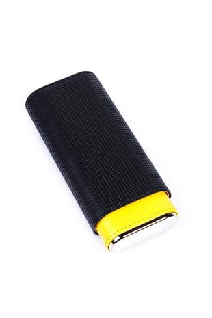 PQ Sarı-Siyah İkili Deri Puro Kılıfı