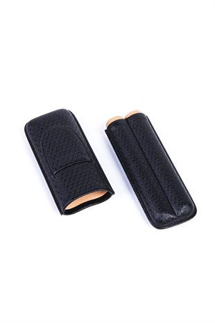 PQ Siyah İkili Deri Puro Kılıfı