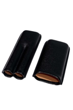 PQ Siyah İkili Deri Puro Kılıfı