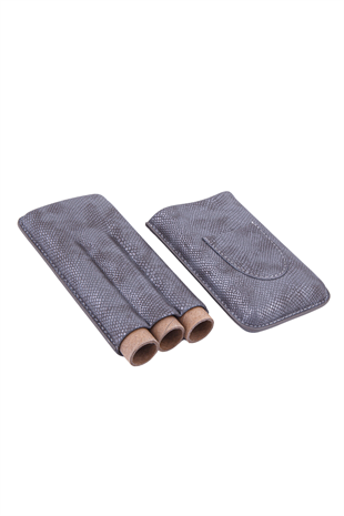 PQ Timsah Desenli Deri Üçlü Puro Kılıfı