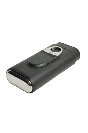 PremiumQuality Siyah Dahili Kesicili İkili Deri Puro Kılıfı