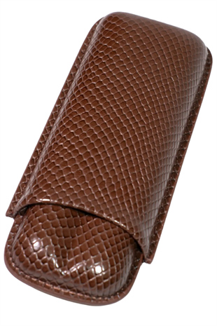 PremiumQuality Timsah Desenli Kahverengi İkili Puro Kılıfı