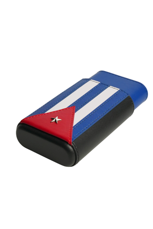 PremiumQuality Küba Bayraklı İkili Deri Puro Kılıfı