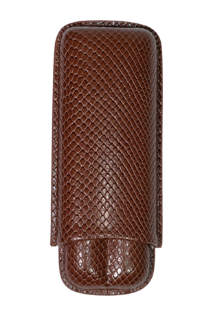 PremiumQuality Timsah Desenli Kahverengi İkili Puro Kılıfı