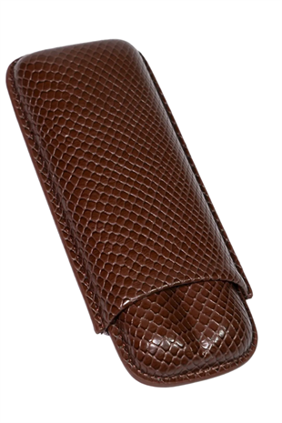 PremiumQuality Timsah Desenli Kahverengi İkili Puro Kılıfı