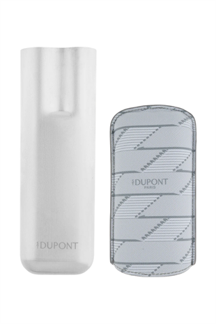 S.T. Dupont Coated Canvas Monogram Parlak Gri İkili Deri Puro Kılıfı 183480