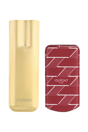 S.T. Dupont Coated Canvas Monogram Bordo İkili Deri Puro Kılıfı 183478