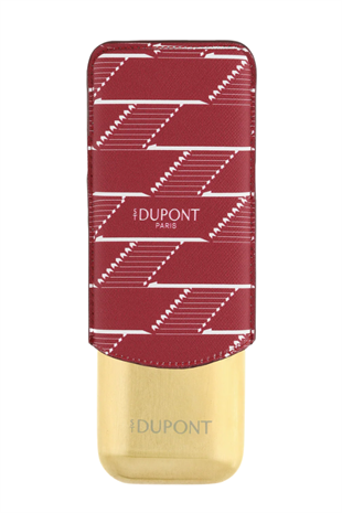 S.T. Dupont Coated Canvas Monogram Bordo İkili Deri Puro Kılıfı 183478