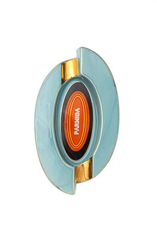 Parmida Turkuaz-Gold İkili Porselen Puro Küllüğü