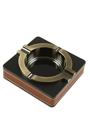 PQ Bronz Siyah Kahverengi Şeritli Dörtlü Puro Küllüğü