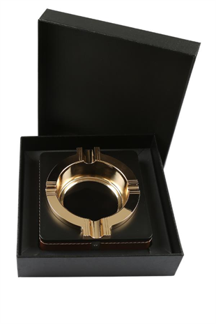 PQ Bronz Siyah Kahverengi Şeritli Dörtlü Puro Küllüğü