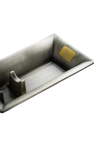 PQ Fırçalı Gümüş Tekli Metal Kare Puro Küllüğü