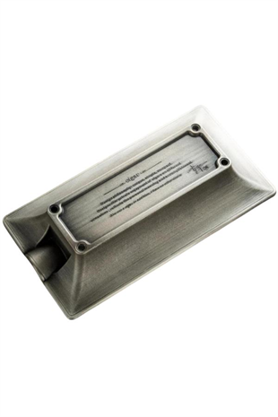 PQ Fırçalı Gümüş Tekli Metal Kare Puro Küllüğü