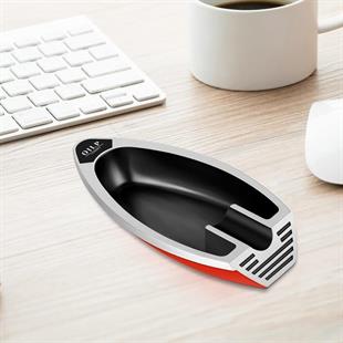 PQ Kırmızı Siyah Gümüş Şeritli Tekli Puro Küllüğü