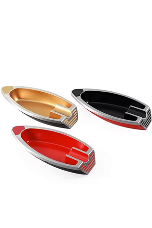 PQ Kırmızı Siyah Gümüş Şeritli Tekli Puro Küllüğü