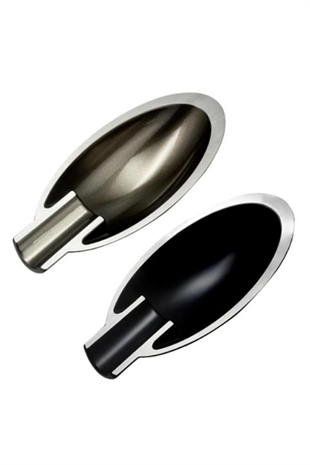 PQ Siyah-Gümüş Şeritli Metal Puro Küllüğü