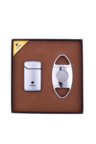 Cohiba 3 Torch Çakmak Kesici İkili Gümüş Puro Seti