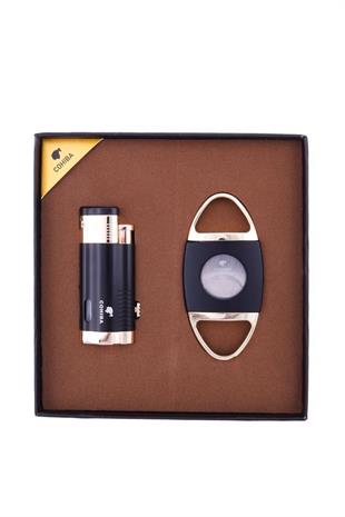 Cohiba 3 Torch Çakmak Kesici İkili Gold-Siyah Puro Seti