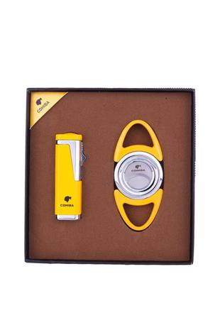 Cohiba 3 Torch Çakmak Kesici İkili Sarı Puro Seti
