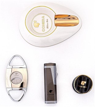 Cohiba Çakmak Kesici Küllük Sehpa Dörtlü Puro Set